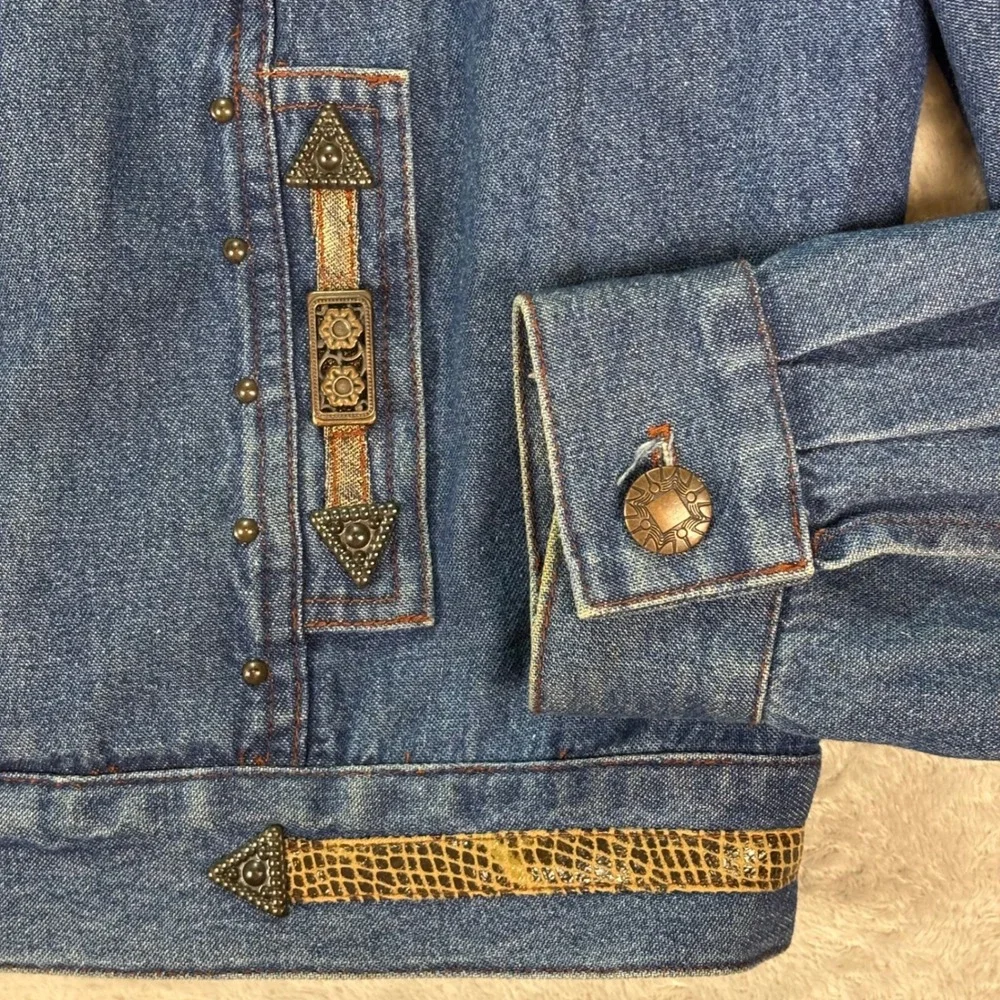 Vtg Nancy Bolen City Girl Womens Denim Western Jacket Blue Corduroy Trim Size 10